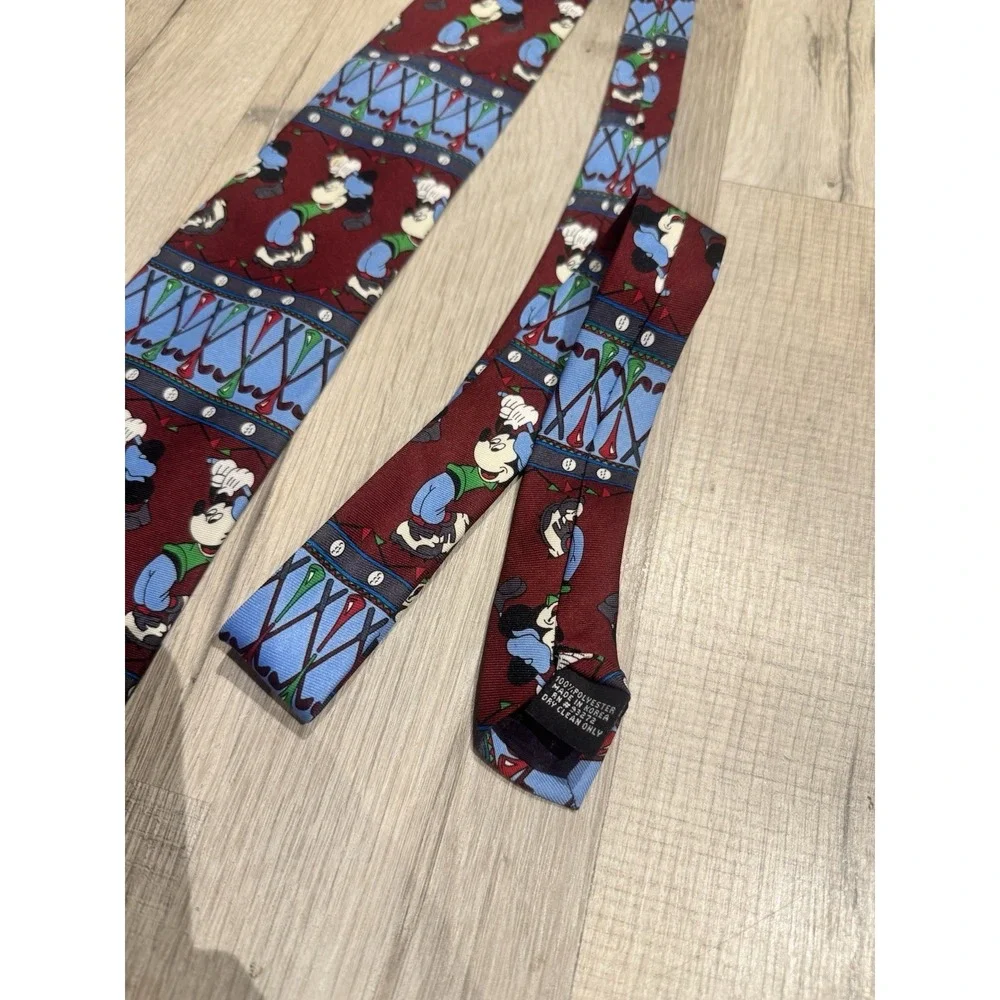 Mickey Limited Disney Mickey Mouse Golf Character Print Necktie Burgundy Blue